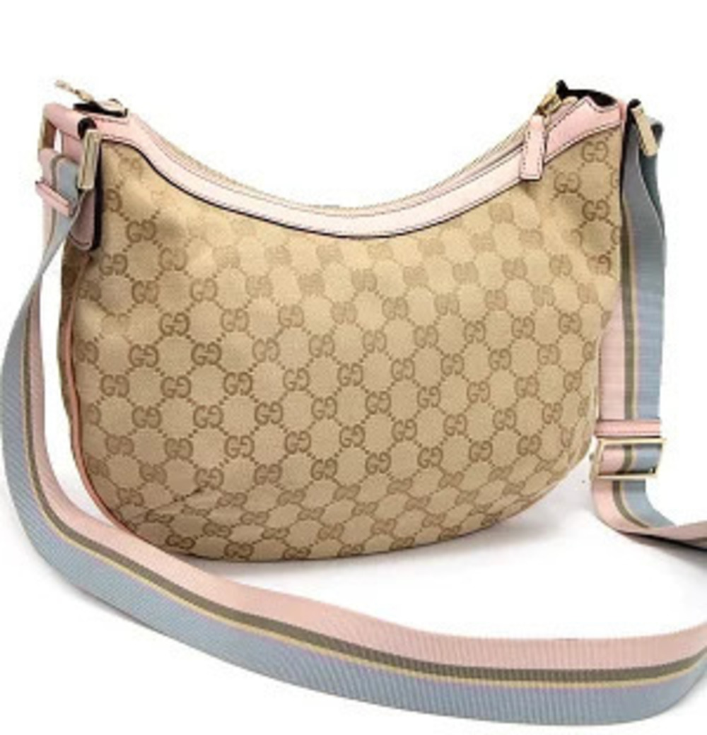 Gucci Shoulder Bag GG Canvas Leather Beige Cream x Pink - Picture 2 of 7